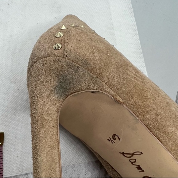 Sam Edelman Hayden Gold Studded Stiletto Pumps Heels Pointed Toe, Sz 6.5 - Picture 2 of 8